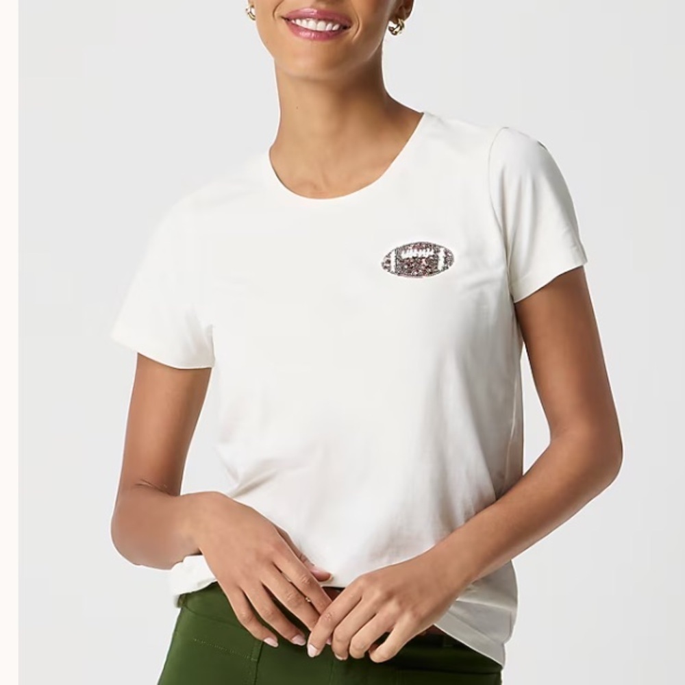 J crew Sequin football tee
